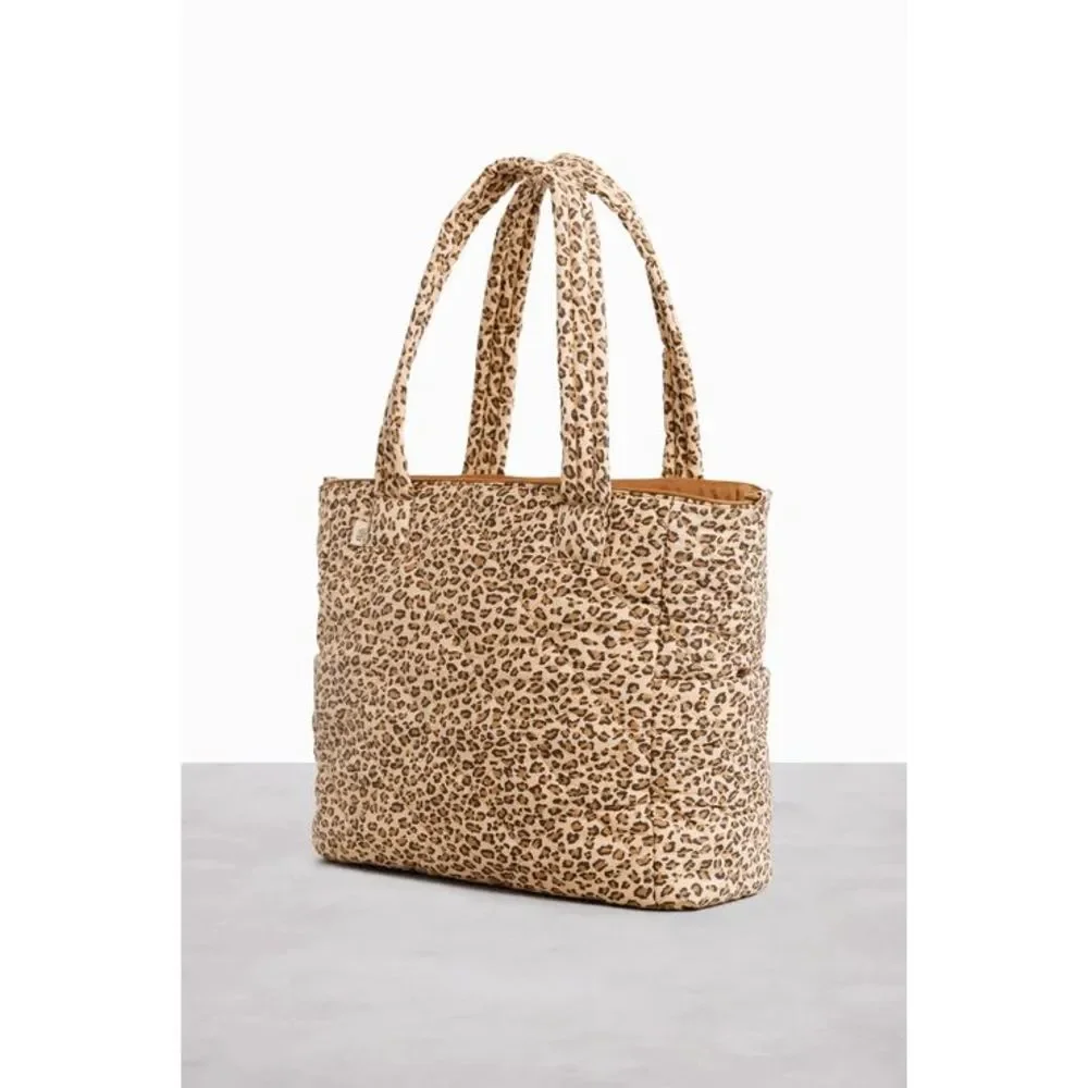 NWT BEIS x Elsa Hosk Quilted Tote Diaper Bag in Wild Child Animal Print